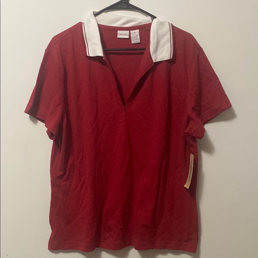 Cherokee Red Shirt with White Collar